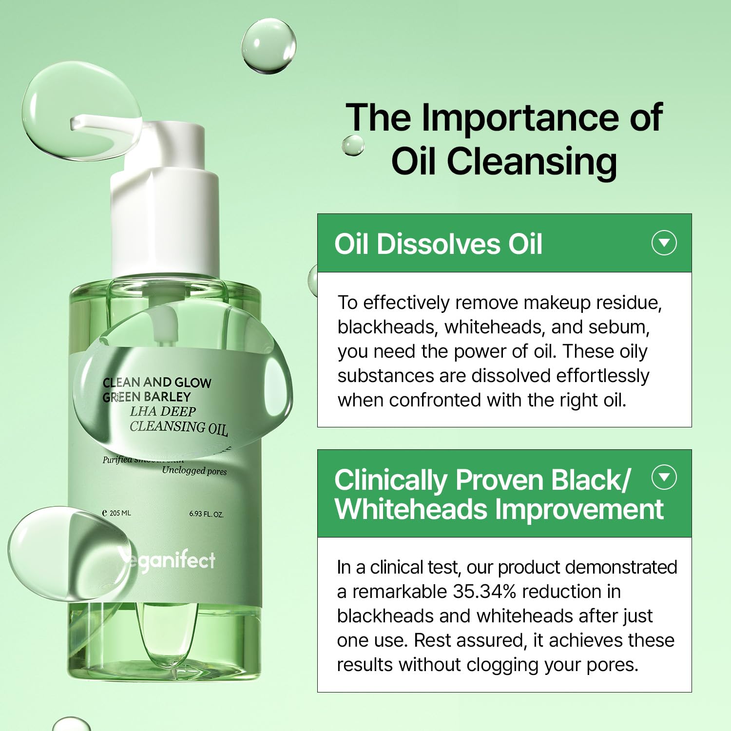 [Veganifect] Clean And Glow Green Barley LHA Deep Cleansing Oil 205ml