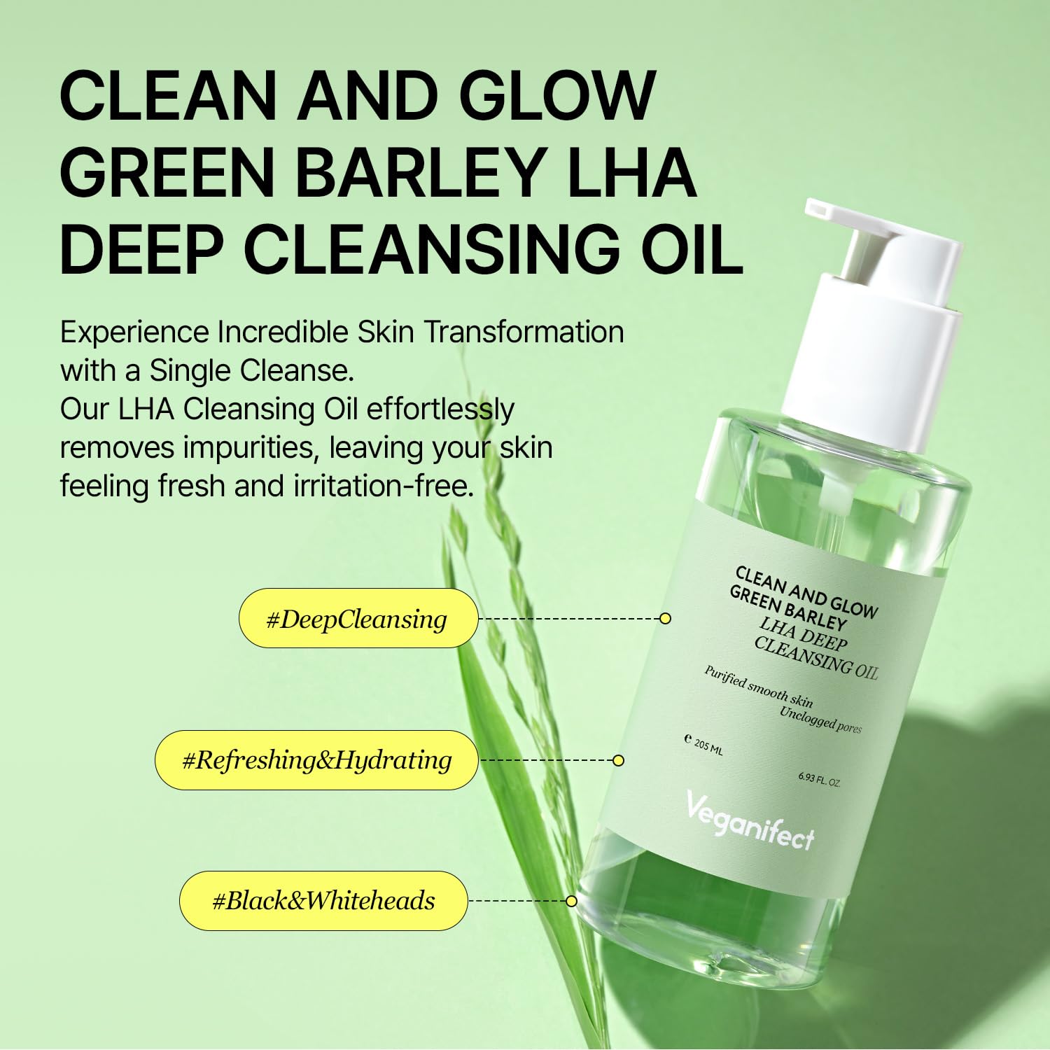 [Veganifect] Clean And Glow Green Barley LHA Deep Cleansing Oil 205ml