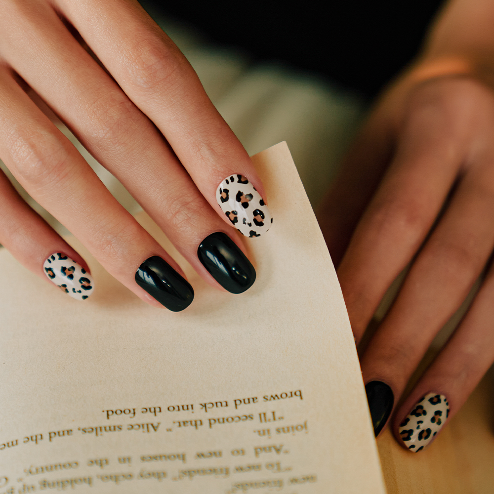 [EDGEU] Leopard Black Nail Strips