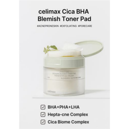 [celimax] Ji Woo Gae Cica BHA Blemish Toner Pad (60pads)