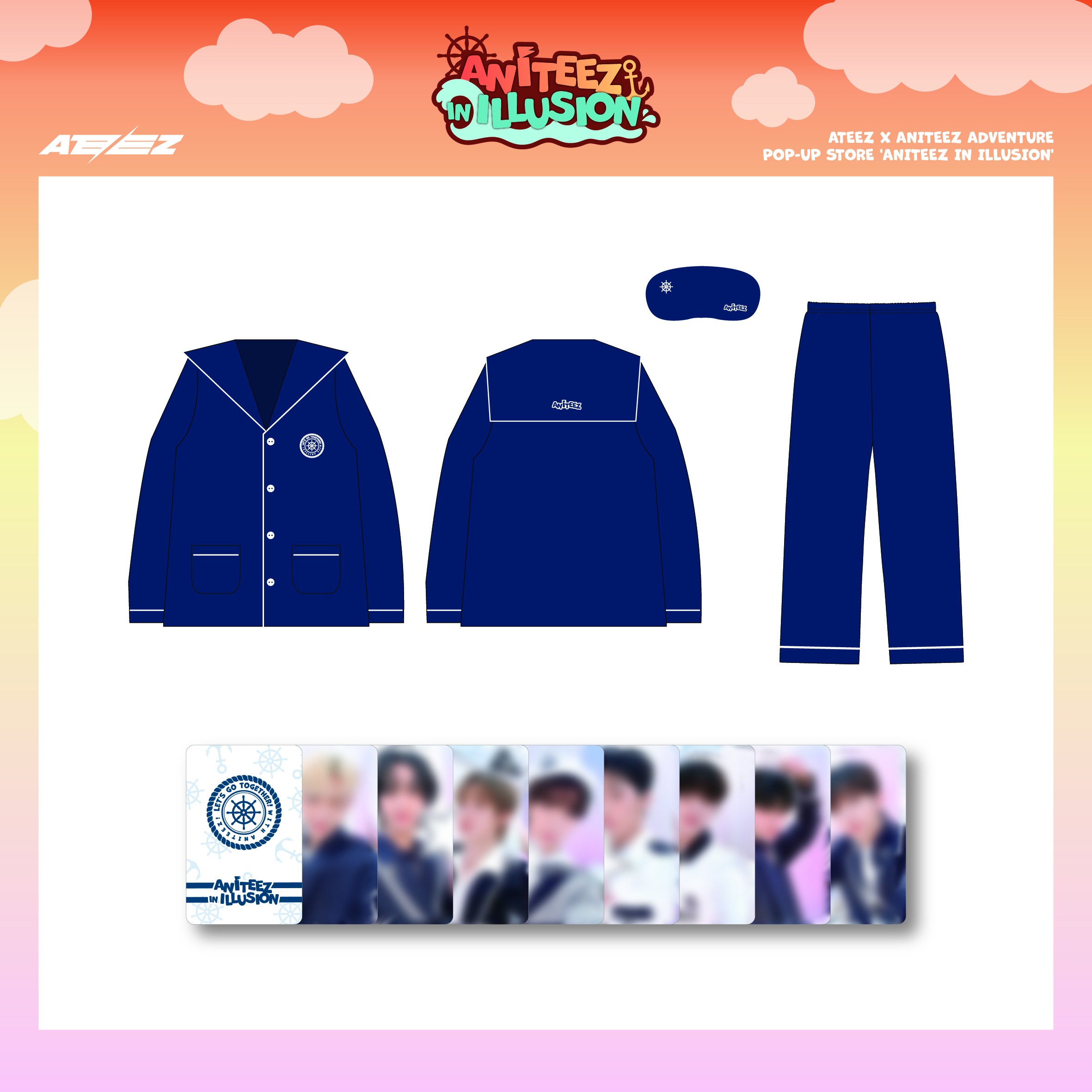 [K-POP] ATEEZ - ANITEEZ ADVENTURE POP-UP MD ANITEEZ IN ILLUSION (PAJAMAS & SLEEP SHADE SET) (L (95-100))