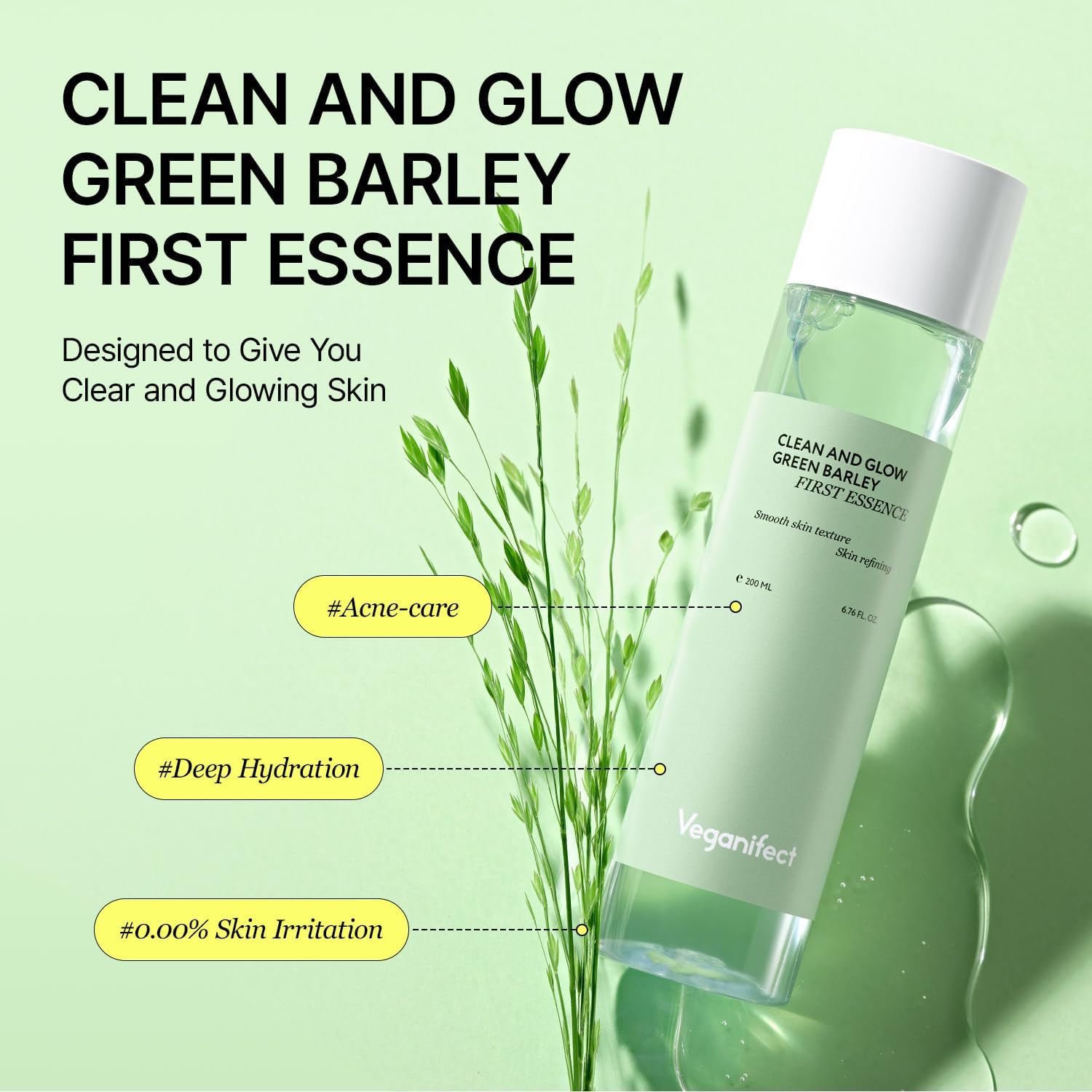 [Veganifect] Clean and Glow Green Barley First Essence 200ml