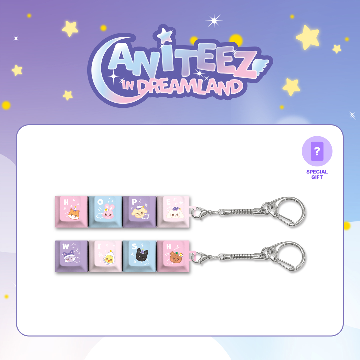 [K-POP] ATEEZ - OFFICIAL MD [ANITEEZ IN DREAMLAND] Keycap Keyring (WISH VER)